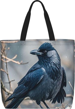 Generic Black Crow Birds Tote Bag Reusable Carry Bag Eco Friendly Handbags For Travel Work Casual
