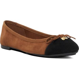 Dune London Harpington Cap Toe Ballet Flat in Chestnut at Nordstrom Rack, Size 41