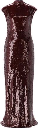Rotate Sequin Maxi Jurk - Dames - Avondkleed - Bruin - M - Leer - Kleedjes