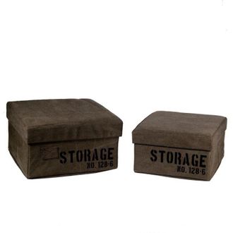 Vacchetti Vacchetti - Caja Tela 1-2 Marr&oacute;n Cuadrado Almacenamiento Plegable Cm36x36h20