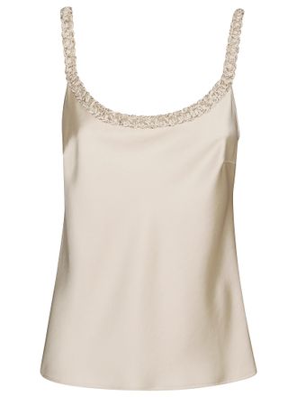 D.exterior Satin Camisole With Braided Straps And Chain Detail