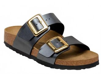 Birkenstock Womens Sydney Luxe Buckle Sandal In Metallic Black