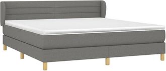 vidaXL Vidaxl - Cama Box Spring Con Colch&oacute;n Tela Gris Oscuro 160x200 Cm