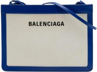 Balenciaga Pre-owned Navy Pochette Crossbody Bag - Dames - Vintage Schoudertas - Blauw - ONE Size - Leer - Vintage