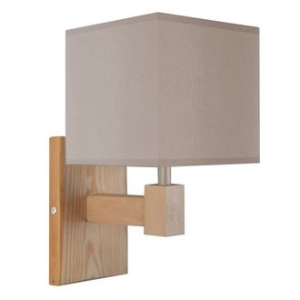 Tosel Aplique de pared madera,metal Alt.15cm natural ;Pantalla: mauve