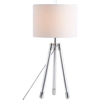 Jonathan Y Designs Wyman Surveyors Tripod Crystal/Metal LED Table Lamp in Chrome/clear at Nordstrom