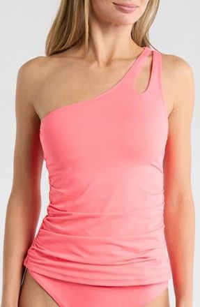 La Blanca Keyhole Cutout One-Shoulder Tankini Bikini Top in Coral Reef at Nordstrom Rack, Size 14