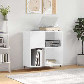 vidaXL Vidaxl - Mueble Discos Madera Contrachapada Blanco Brillo 84,5x38x89 Cm