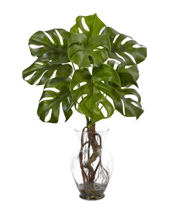 Nearly Natural 26In Monstera Plant In Rocks With Glass Vase