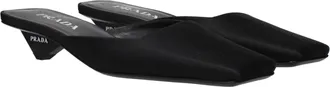 Prada Womens Black Satin Flat Sandals