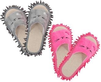 Holibanna Yardenfun Pantoufles &agrave; Serpilli&egrave;re pour Femmes 2 Paires Taille Moyenne 26 CM Gris Poisson et Rose Fuchsia Semelle Absorbante en Microfibre Chaussures 