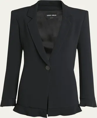 Giorgio Armani Cady Blazer Jacket with Ruffle Underlay