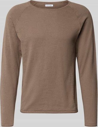 Jack & Jones Jack & Jones Regular Fit Longsleeve mit Logo-Patch Modell Breeze in Taupe, Gr&ouml;&szlig;e XXL