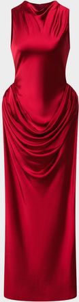 Et Ochs Genevieve Draped Cowl-Neck Satin Column Gown