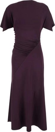 Victoria Beckham Lange Jurk met Kapmouwtjes en Elastische Taille - Dames - Casual kleedjes - Rood - 2XS - Kleedjes