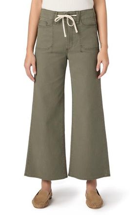 Paige Ari Drawstring Wide Leg Pants in Vintage Ivy Green at Nordstrom, Size 23