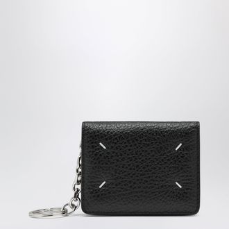 Maison Margiela Portafoglio con portachiavi nero in pelle martellata