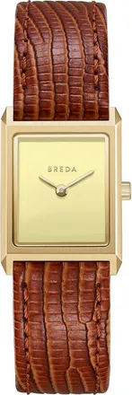Breda Small Virgil Leather Strap Two-Tone Tank Watch, 20mm x 26mm in Gold at Nordstrom