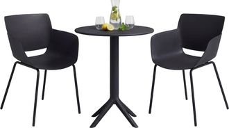 Clp Set De Muebles De Jard&iacute;n Siora Con 2 Sillas Para Balc&oacute;n Y Terraza Negro