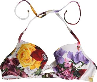 Dolce & Gabbana Floral Print Balconette Bikini Top - White