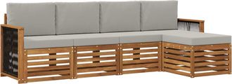 vidaXL Conjunto De Sof&aacute;s De Exterior 5 Uds. Natural Y Gris Claro Vidaxl