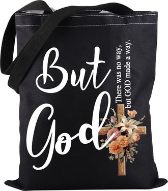 Generic Christian Tote Bag But God There Was No Way But God Made A Way Tote Bag Religious Inspirational Gift (But God-tb)