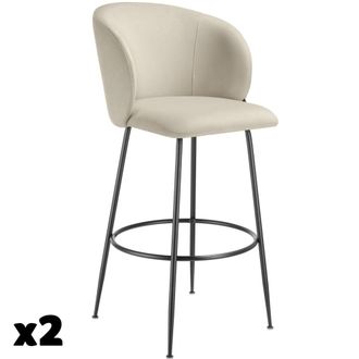 TecTake 2 taburetes altos aterciopelados de 51 x 60 x 106 cm, crema/negro