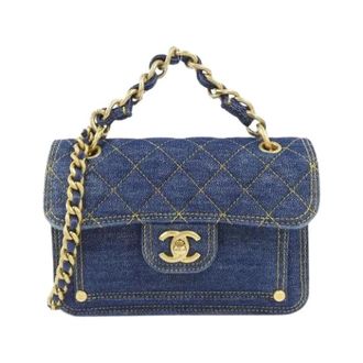 Chanel Pre-owned Denim Shoulder Bag - Dames - Pre-owned - Blauw - Maat: ONE Size Denim
