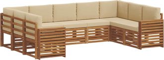 vidaXL Conjunto De Sof&aacute;s De Exterior 9 Uds. Natural Y Beige Vidaxl