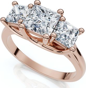 Pompeii3 1 1/2Ct Princess Cut Diamond May Engagement 3-Stone Ring 14k Gold Lab Grown