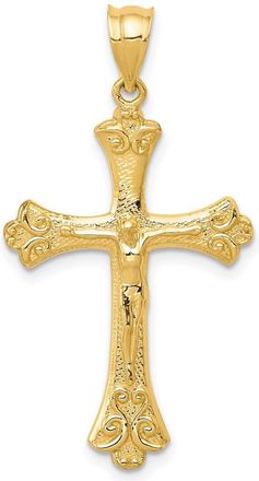 Diamond2Deal 14k Yellow Gold Crucifix Pendant