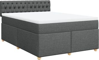 vidaXL Cama Box Spring Con Colch&oacute;n Tela Gris Oscuro 140x190 Cm Vidaxl