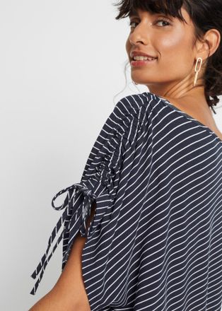 Bonprix T-Shirt BONPRIX, Damen, Gr. 56/58 (XXXL), blau (dunkelblau, wei&szlig; gestreift), Obermaterial: 95% Viskose, 5% Elasthan, l&auml;ssig geschnitten, Shirts T-Shir