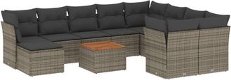 vidaXL Set De Sof&aacute;s De Jard&iacute;n 11 Pzas Y Cojines Rat&aacute;n Sint&eacute;tico Gris Vidaxl