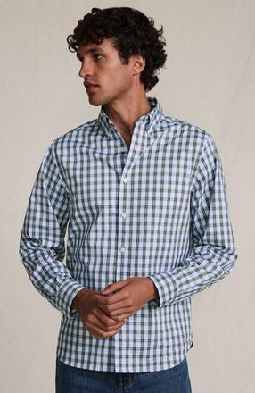 Lands End Traditional Fit Long Sleeve Travel Kit Shirt in Olive Drab/blue Plaid at Nordstrom, Size Xx-Large