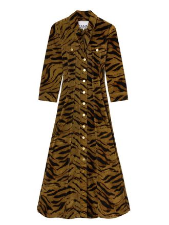 Ganni Langes Kleid mit Tiger-Print
