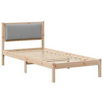 vidaXL Bed Frame with Headboard Light Grey 90 x 190 cm Solid Pine Wood vidaXL