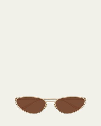 Bottega Veneta Knot Metal Cat-Eye Sunglasses