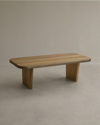 Deco Wood Mesa de centro de madera maciza de &aacute;lamo con dos patas 95cm