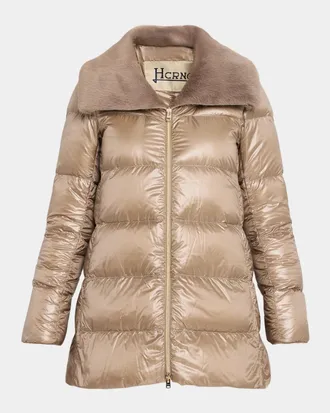 Herno Ultralight Nylon Down Jacket with Alternative Fur