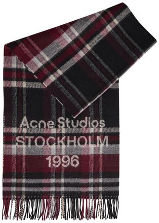 Acne Studios Logo-intarsia Checked Wool-blend Scarf - Black - One Size