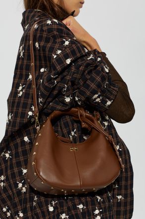 Ganni Eco Leather Bag Finished With Studs, Womens, Brown