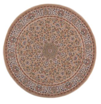 THEKO Alfombra oriental floral tejida a m&aacute;quina en lana natural