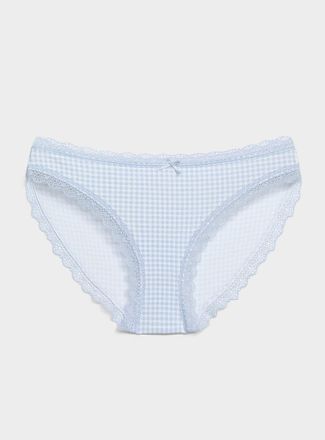 Miiyu Womens Scalloped lace-trim bikini panty Organic cotton