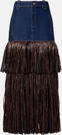 Johanna Ortiz Gonna lunga di jeans con frange