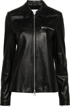 Sportmax zipped leather jacket - women - Spandex/Elastane/Lambskin/Polyester - 38 - Black