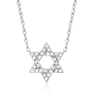 Ross-Simons Diamond Star Of David Necklace in Sterling Silver
