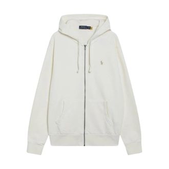 Polo Ralph Lauren Hoodies & sweatvesten, Heren, Wit, S, Katoen, Hoodie met volledige rits en geborduurd logo