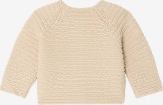 BONPOINT Girls Cardigan Organic Cotton Beige Sweater