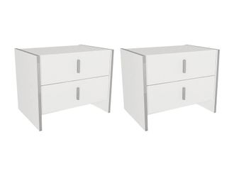 Vente-Unique Set Of 2 Bedside Tables With 2 Drawers - White - CADEBA